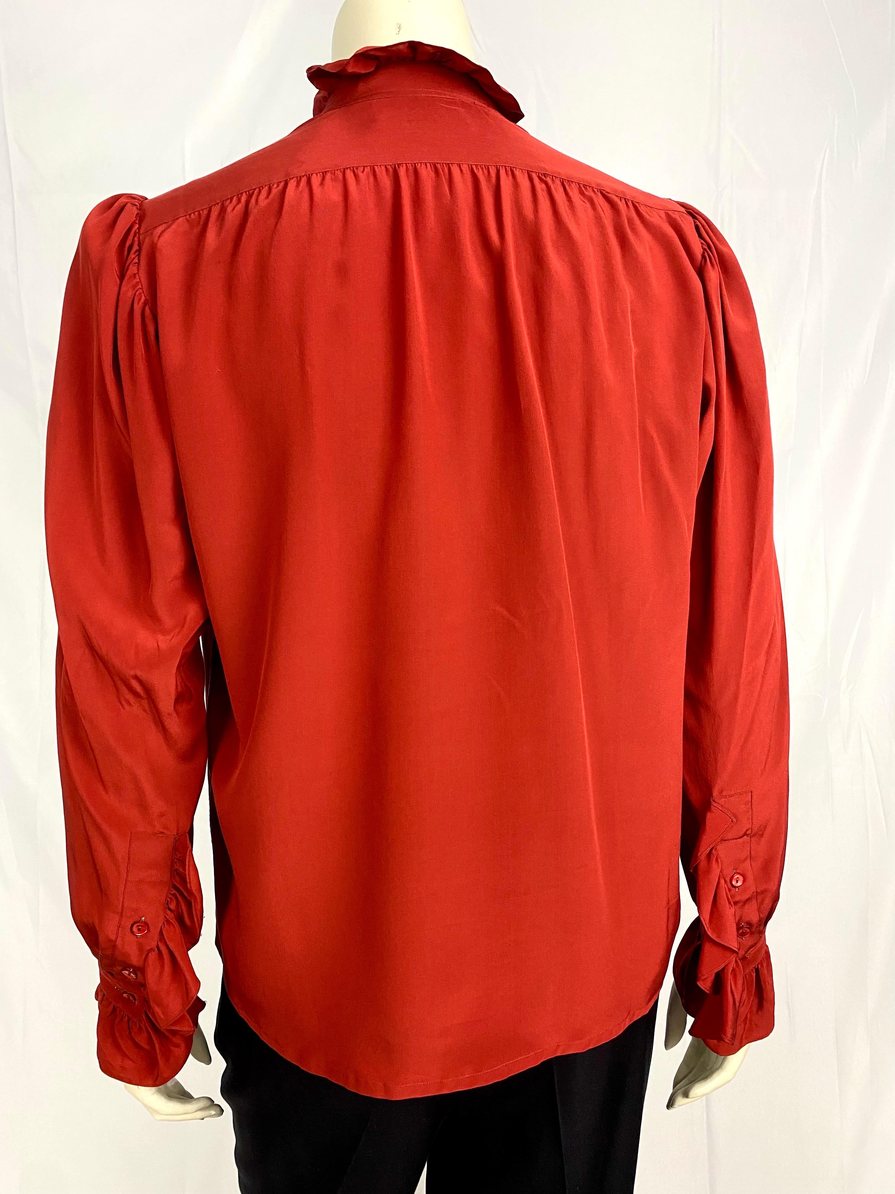 Yves Saint Laurent chemisier vintage Rive Gauche, années 1970 Rouge cardinal. Bon état - En vente à L'ESCALA, ES