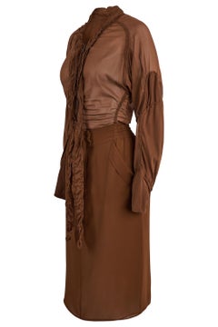 Vintage Yves Saint Laurent Rive Gauche By Tom Ford S/S 2002 Silk Brown Set
