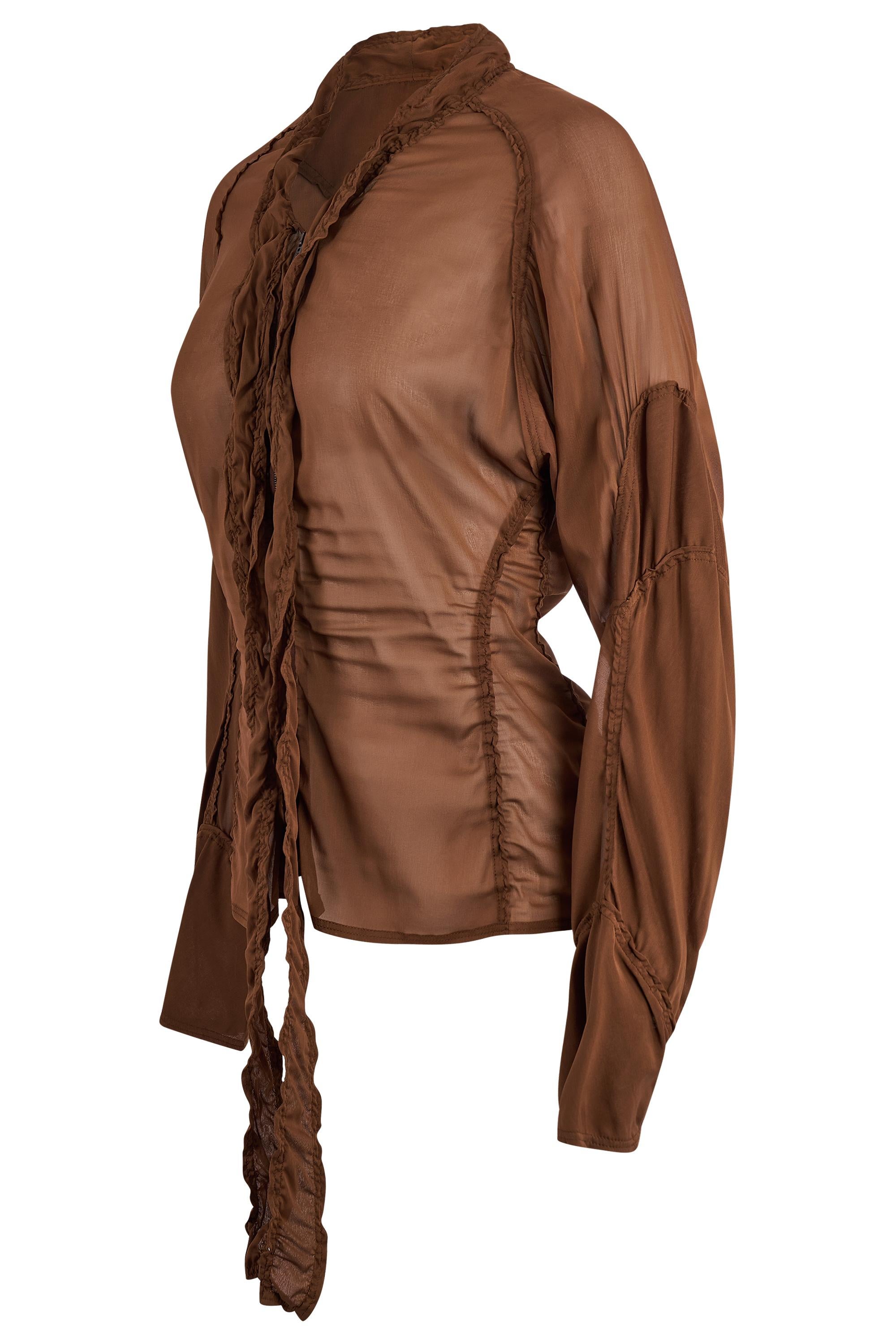 Femenino o masculino Conjunto Vintage Yves Saint Laurent Rive Gauche By Tom Ford S/S 2002 Seda Marrón en venta