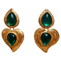 Vintage Yves Saint Laurent Rive gauche Drop Heart Earrings