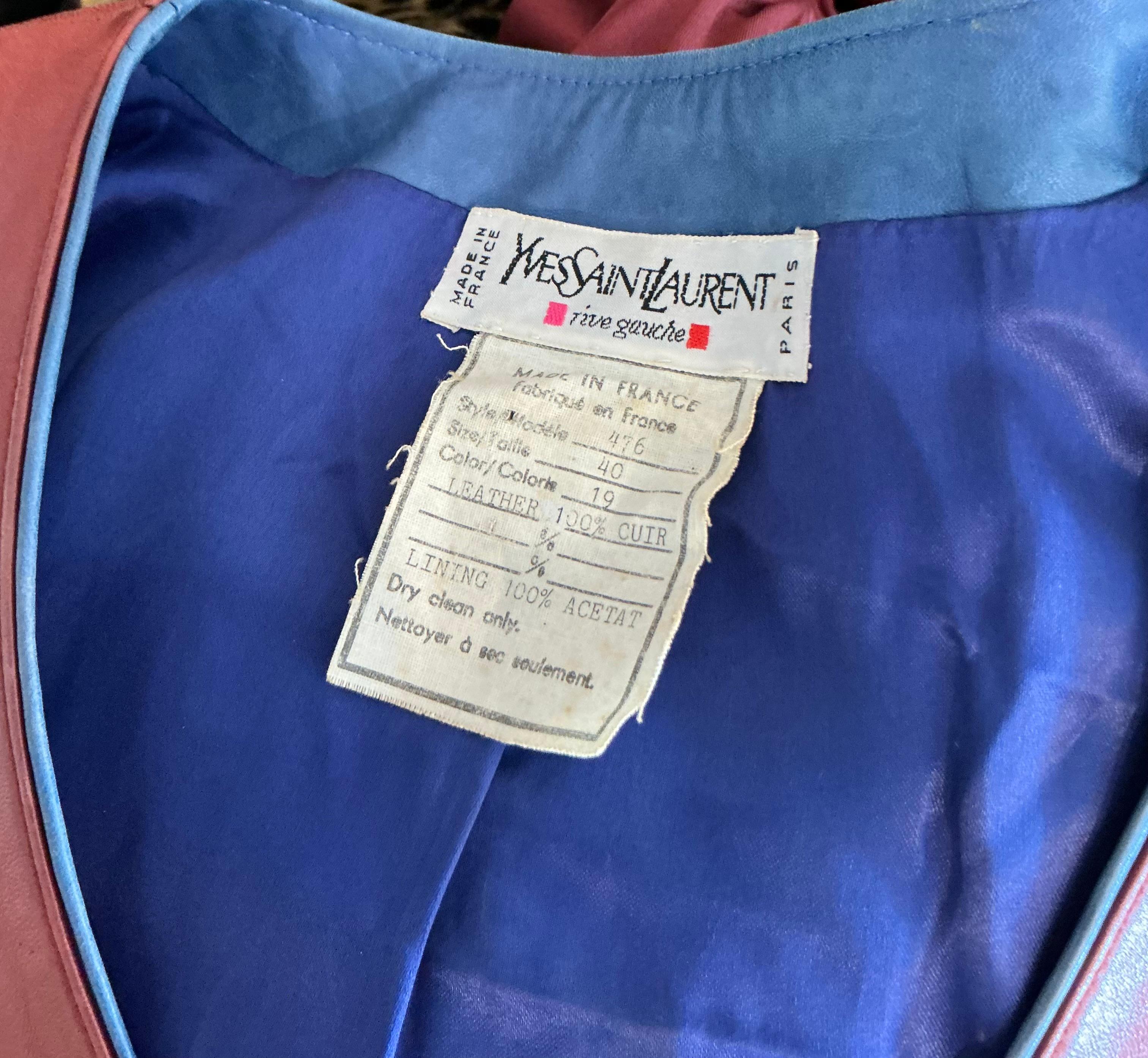 Vintage Yves Saint Laurent Rive Gauche Embellished Leather Jacket For Sale 3