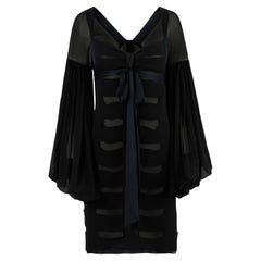 Vintage Yves Saint Laurent Rive Gauche F/W 2002 Silk Chiffon Black Dress