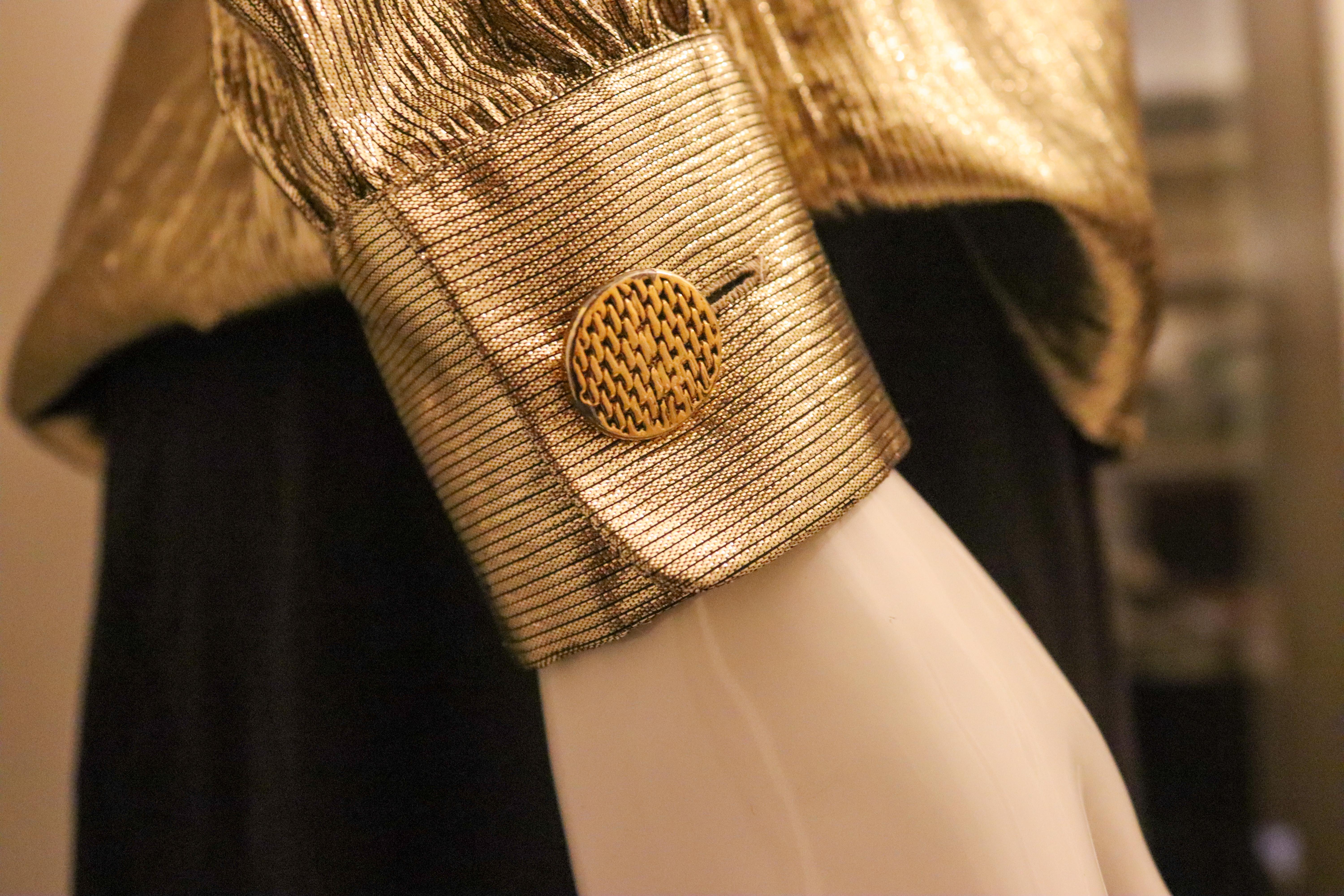 Vintage Yves Saint Laurent Rive Gauche Gold Evening Jacket / Shirt In Good Condition For Sale In London, GB