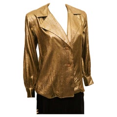 Chaqueta / Camisa de noche dorada vintage Yves Saint Laurent Rive Gauche