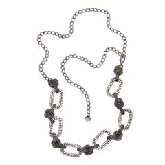 Vintage Yves Saint Laurent Rive Gauche Gunmetal & Crystal Belt 1970s