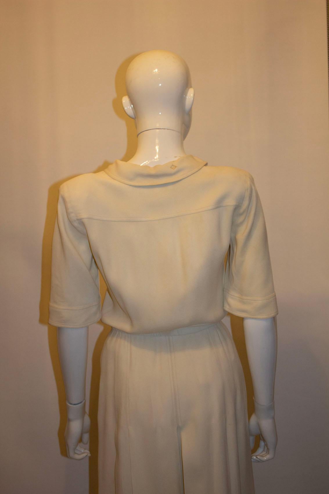 Brown Vintage Yves Saint Laurent Rive Gauche Ivory Day Dress For Sale
