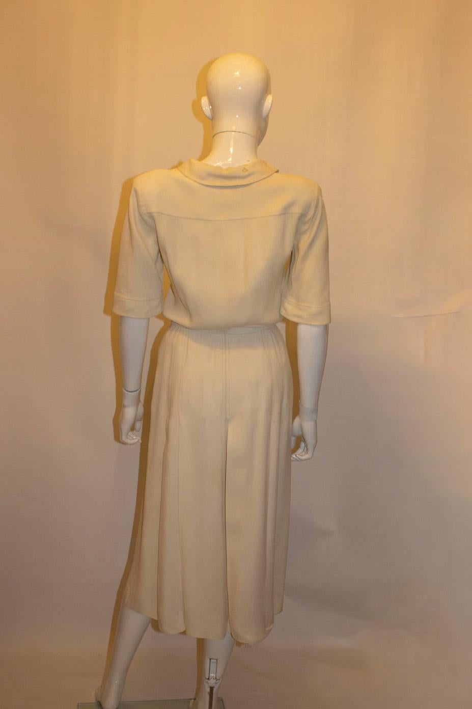 Vintage Yves Saint Laurent Rive Gauche Ivory Day Dress For Sale 1