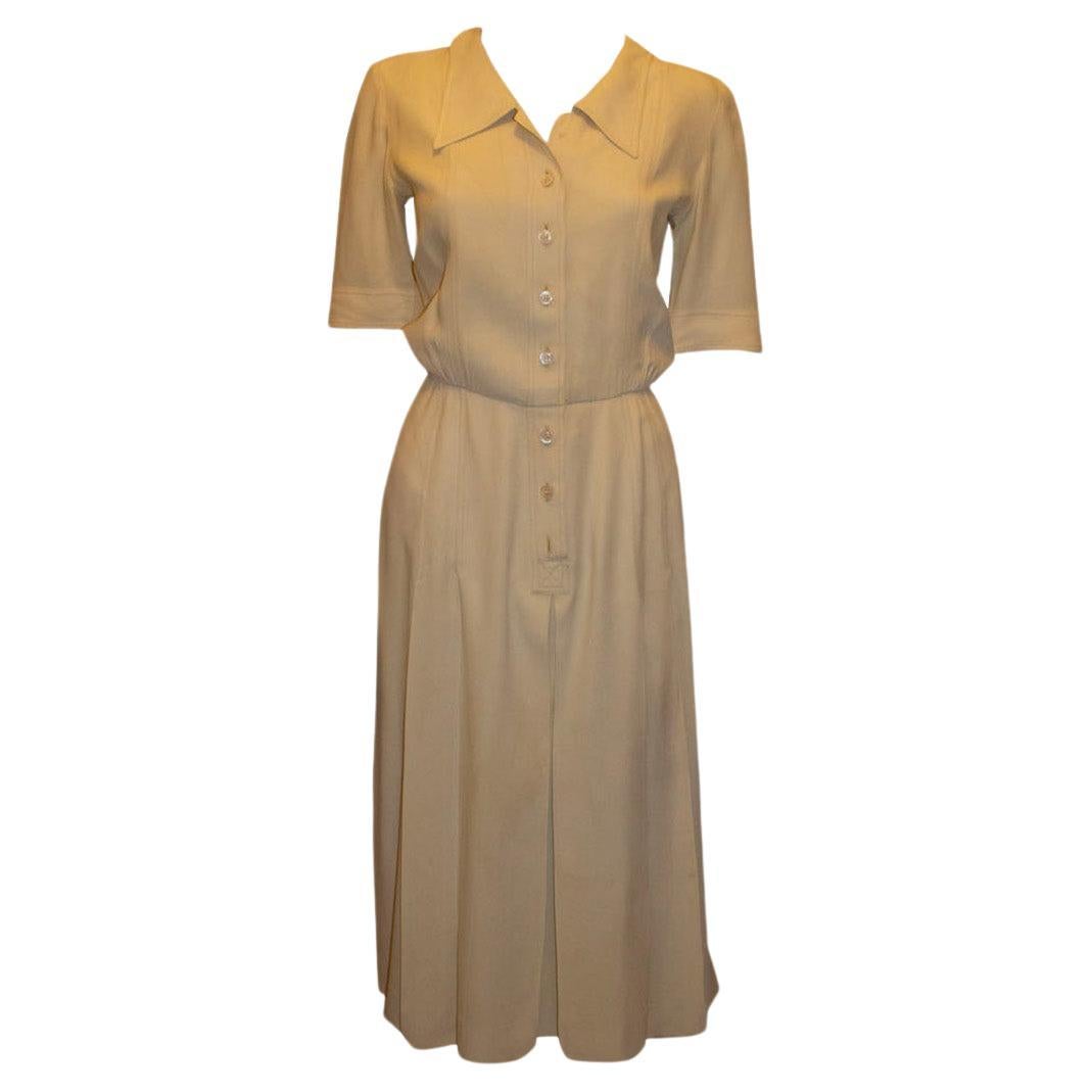 Vintage Yves Saint Laurent Rive Gauche Ivory Day Dress For Sale