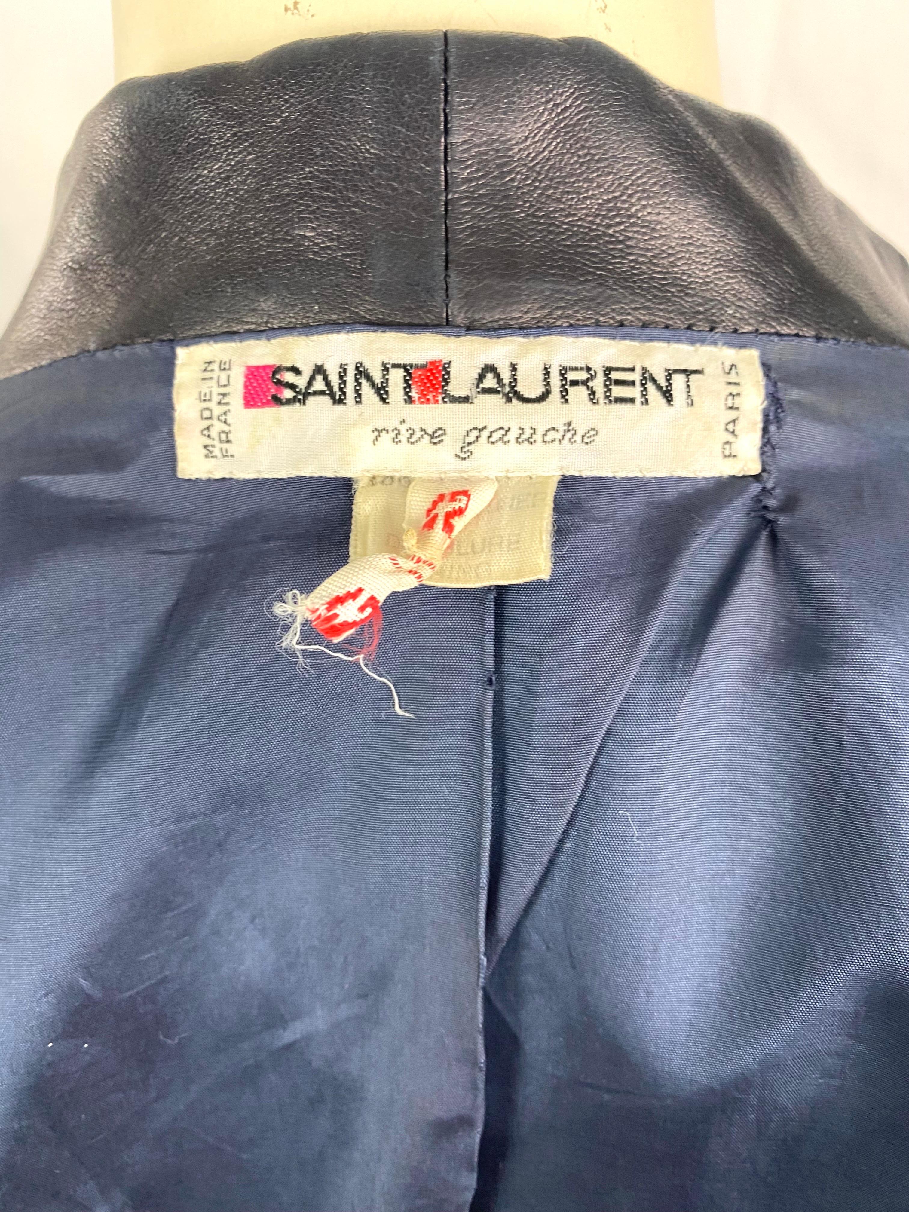 Vintage Yves saint laurent rive gauche lambskin leather blazer from 1970 4