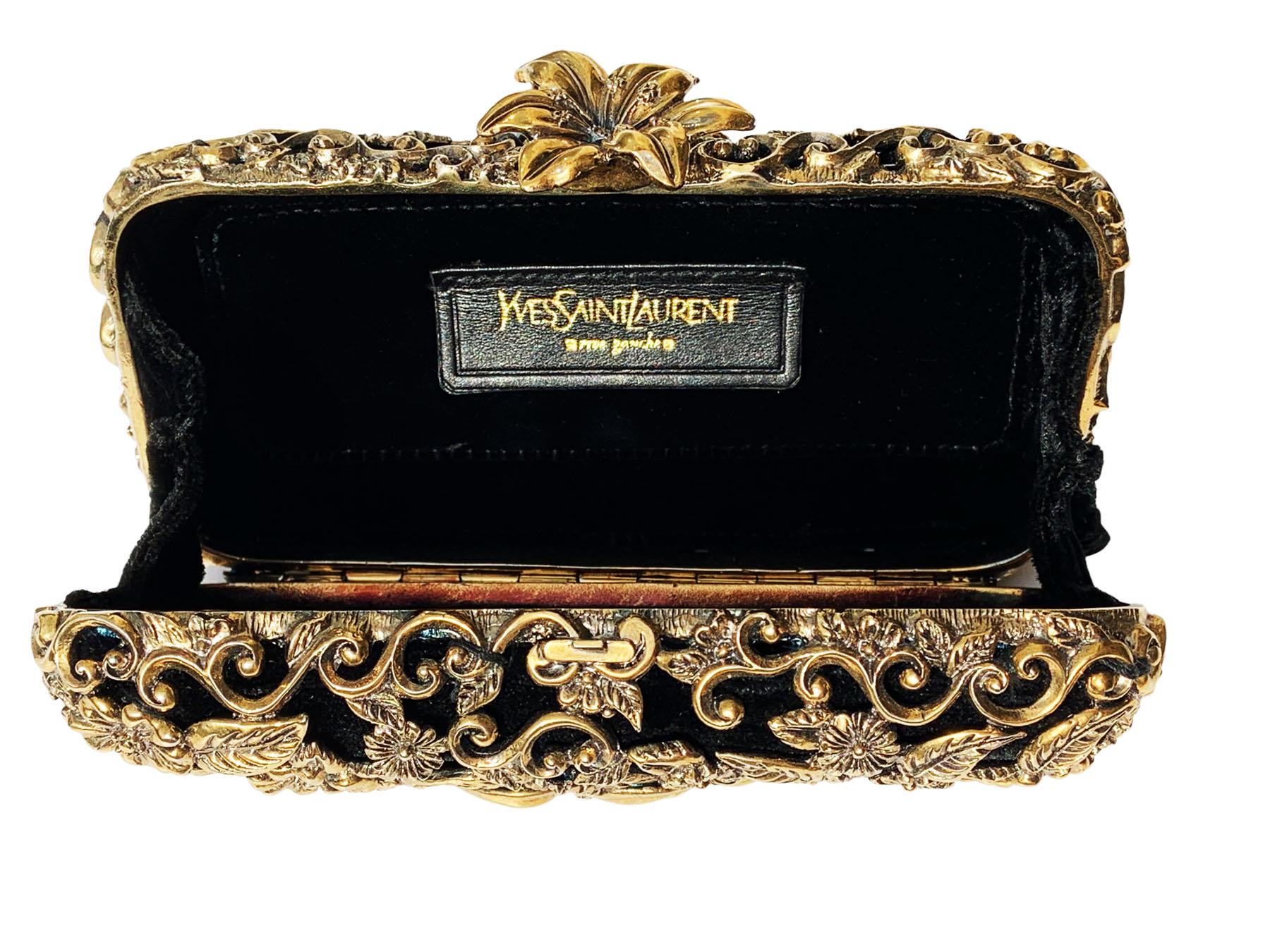 Vintage Yves Saint Laurent Rive Gauche Limited Edition Gold Metal Clutch  For Sale 3