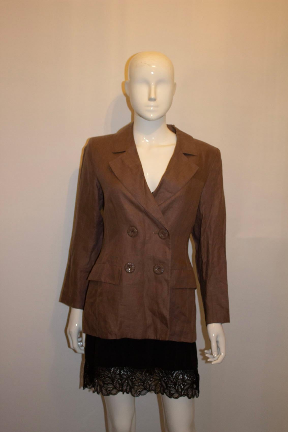 Brown Vintage Yves Saint Laurent Rive Gauche Linen Jacket For Sale