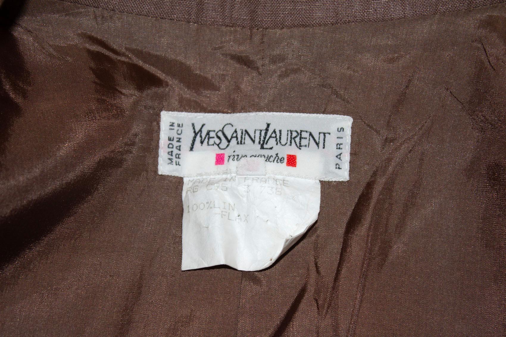 Vintage Yves Saint Laurent Rive Gauche Linen Jacket For Sale 1