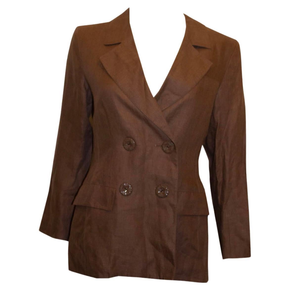 Vintage Yves Saint Laurent Rive Gauche Linen Jacket For Sale