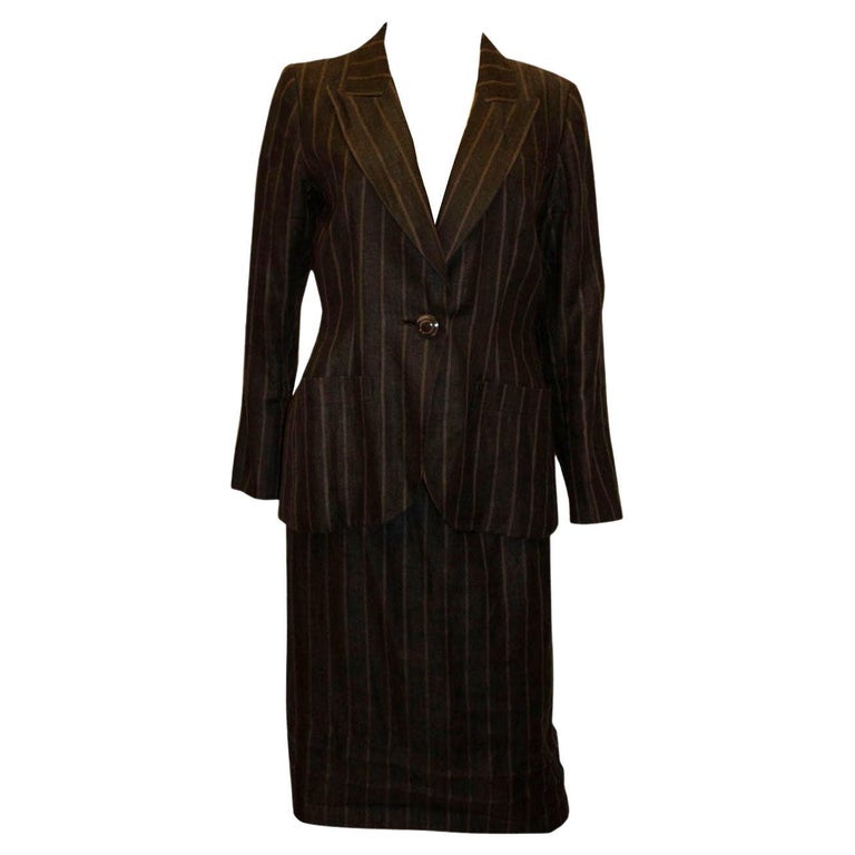 Beautiful YSL Rive Gauche Silk Skirt Suit In Forest Green