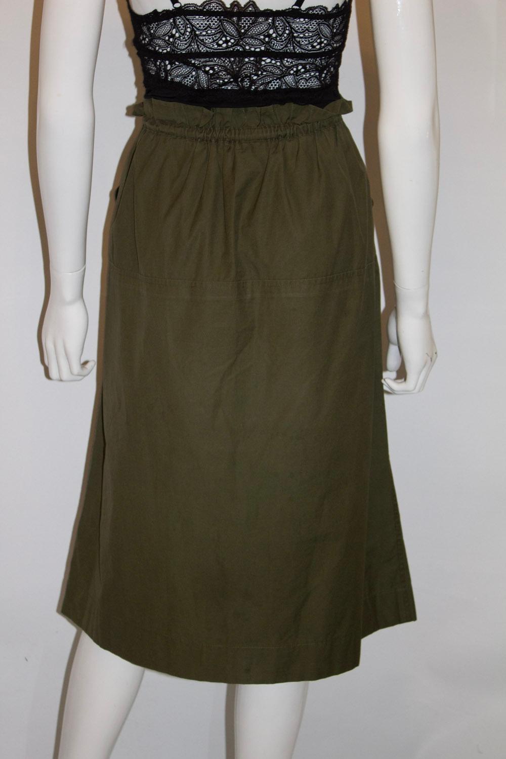 Vintage Yves Saint Laurent Rive Gauche Olive green Skirt In Good Condition For Sale In London, GB