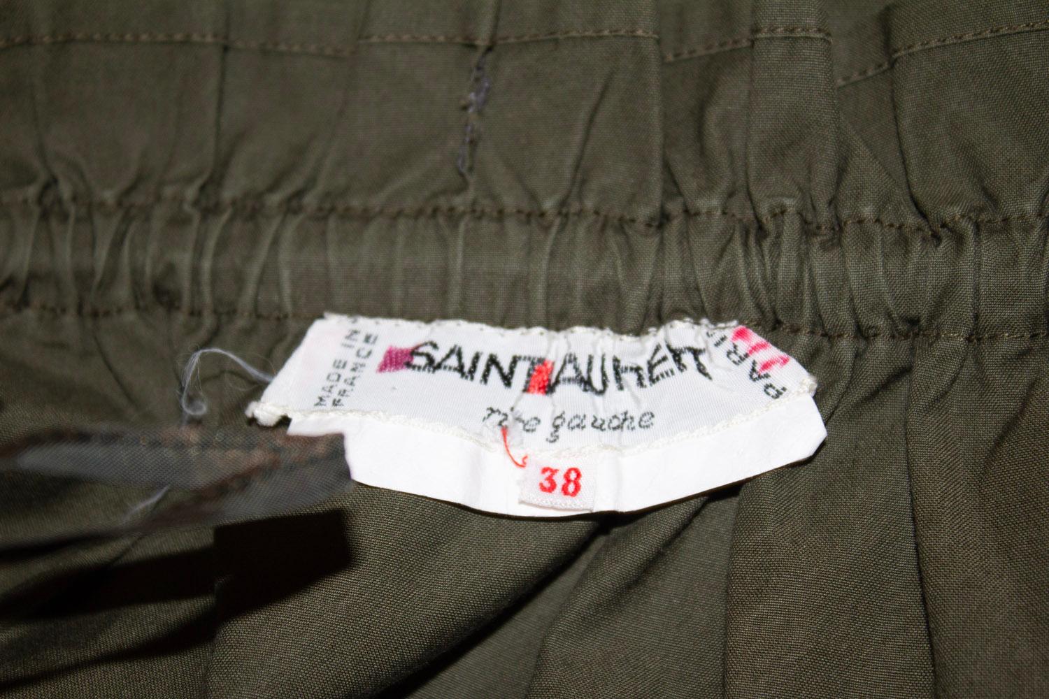 Vintage Yves Saint Laurent Rive Gauche Olive green Skirt For Sale 1