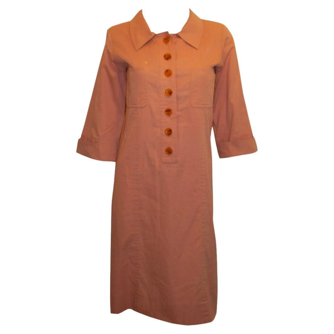 Vintage Yves Saint Laurent Rive Gauche Pink Cotton Tunic Dress