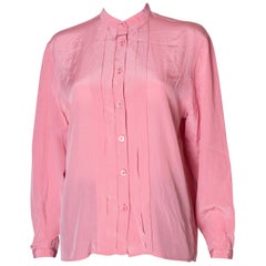 Vintage Yves Saint Laurent Rive Gauche Pink Silk Blouse
