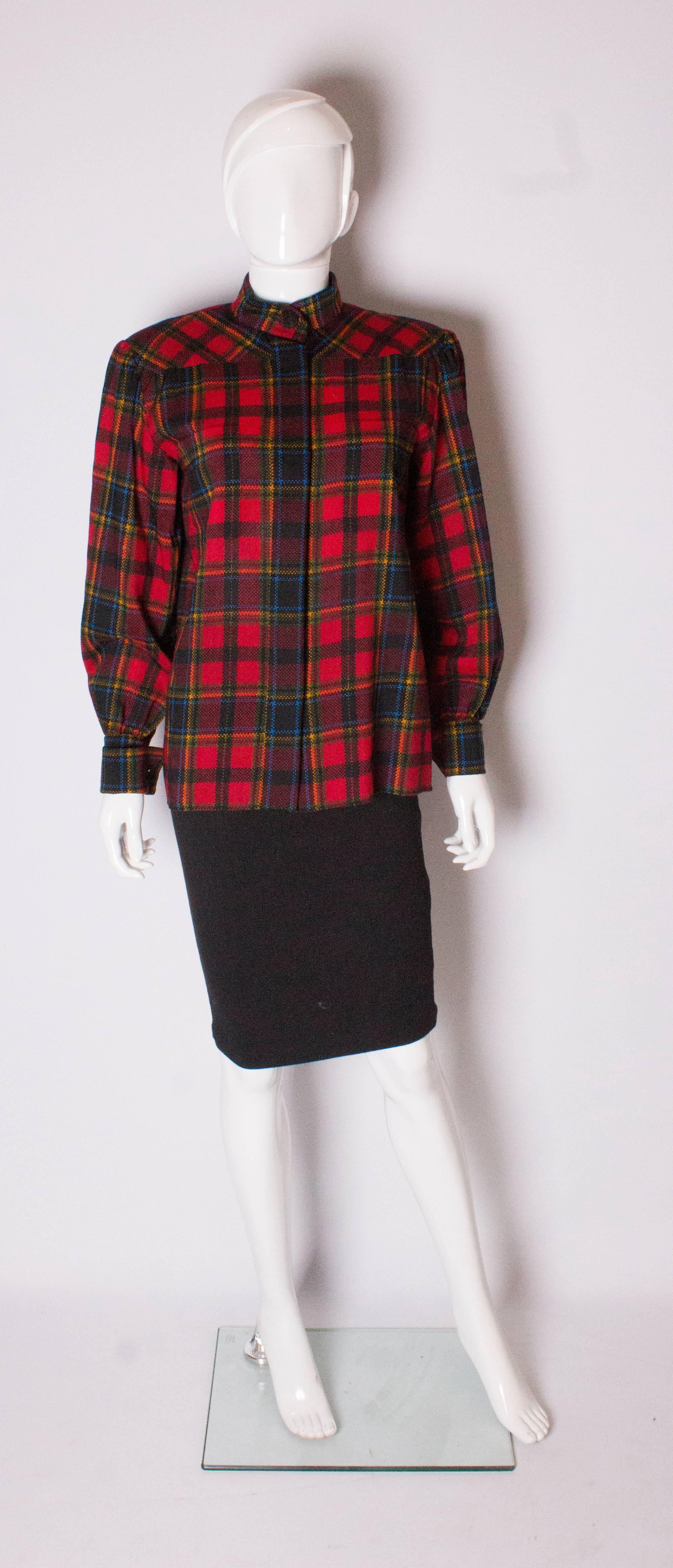 red checked blouse