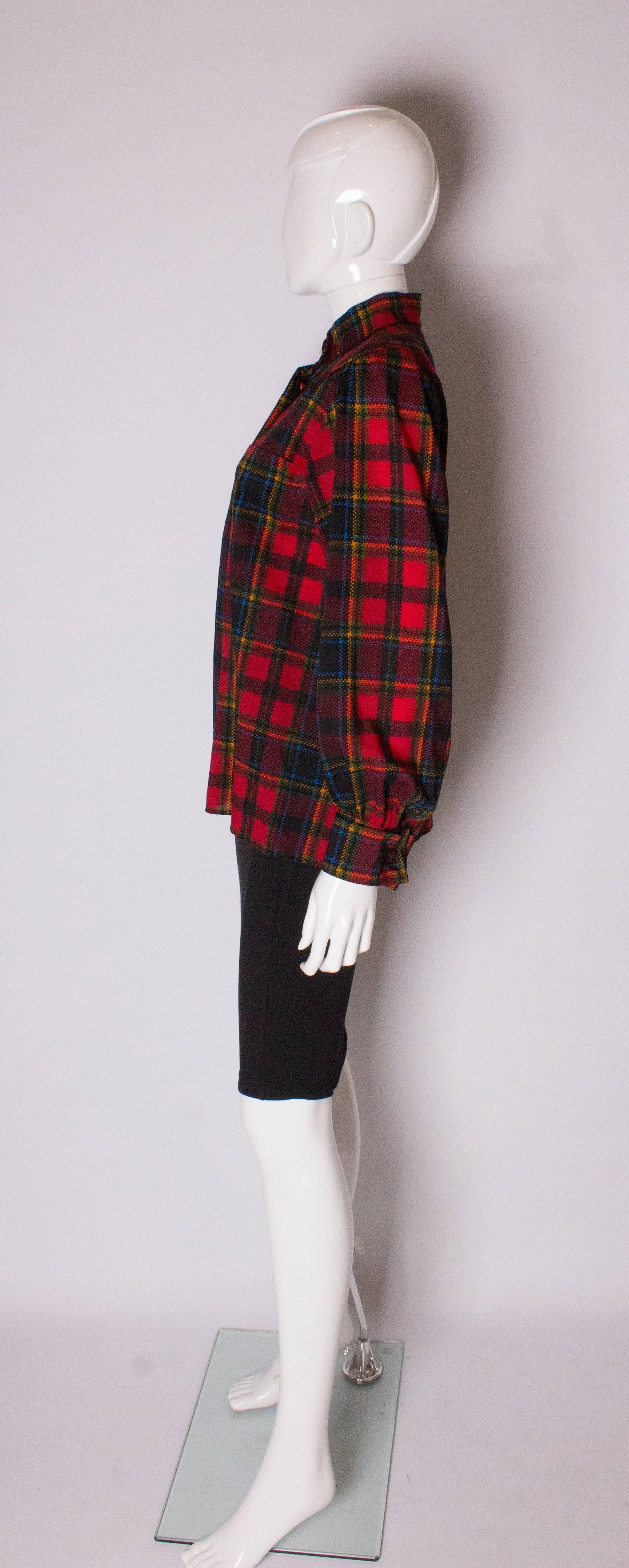 Vintage Yves Saint Laurent, Rive Gauche  Red Check Blouse In Good Condition In London, GB