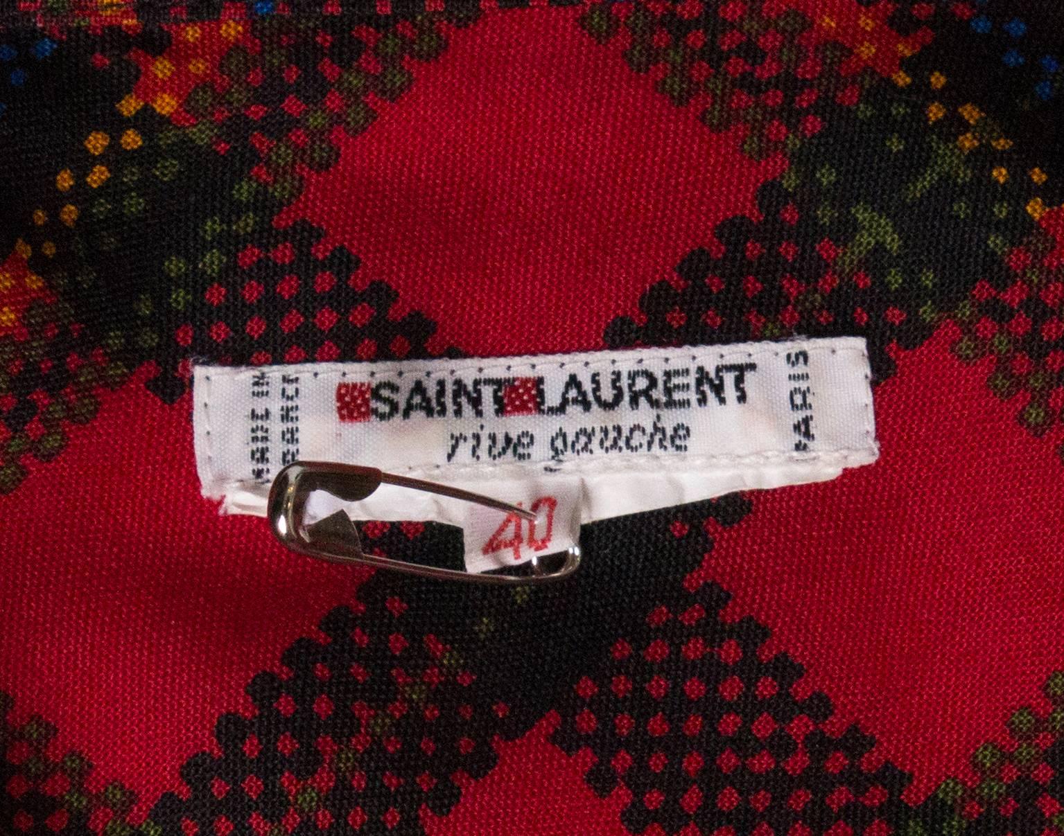 Vintage Yves Saint Laurent, Rive Gauche  Red Check Blouse 2