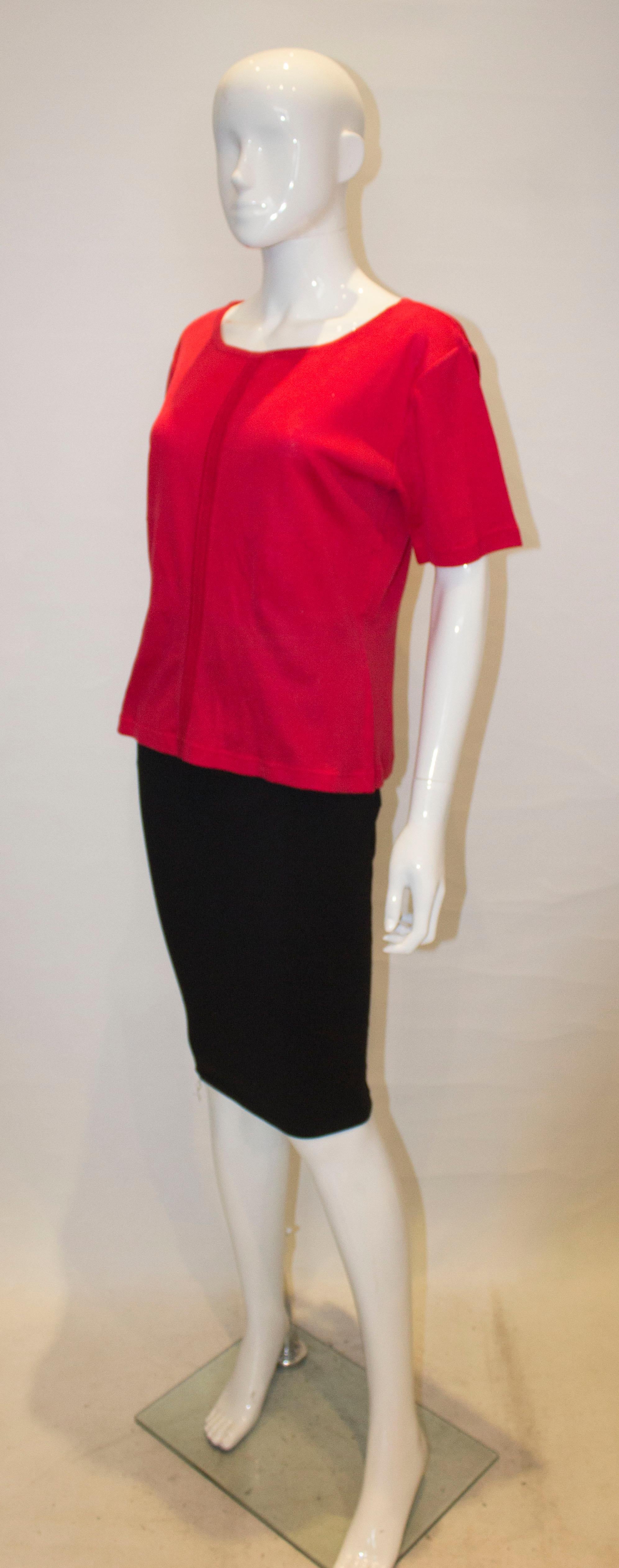 Vintage Yves Saint Laurent Rive Gauche Red  Cotton Top In Good Condition In London, GB
