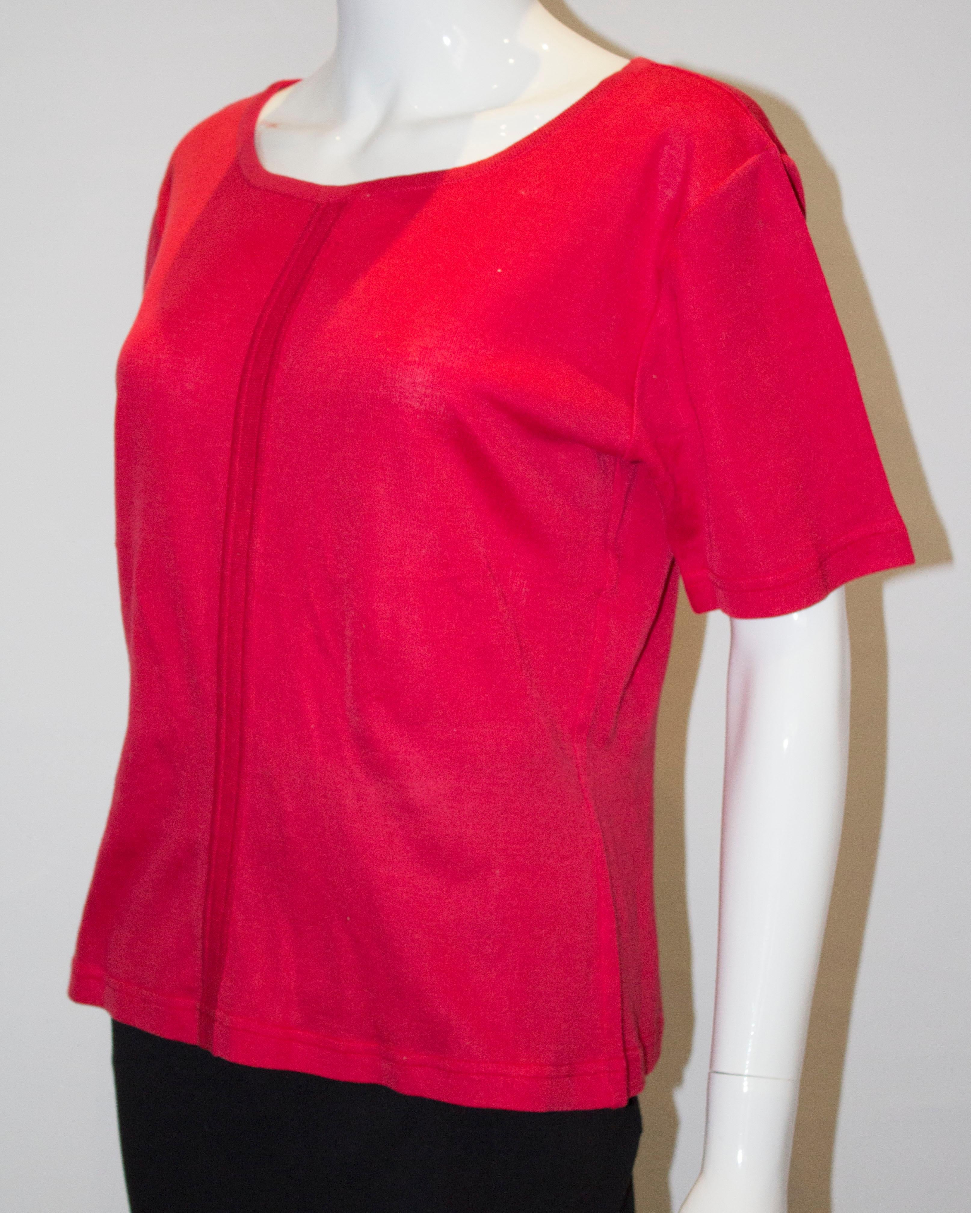 Women's Vintage Yves Saint Laurent Rive Gauche Red  Cotton Top