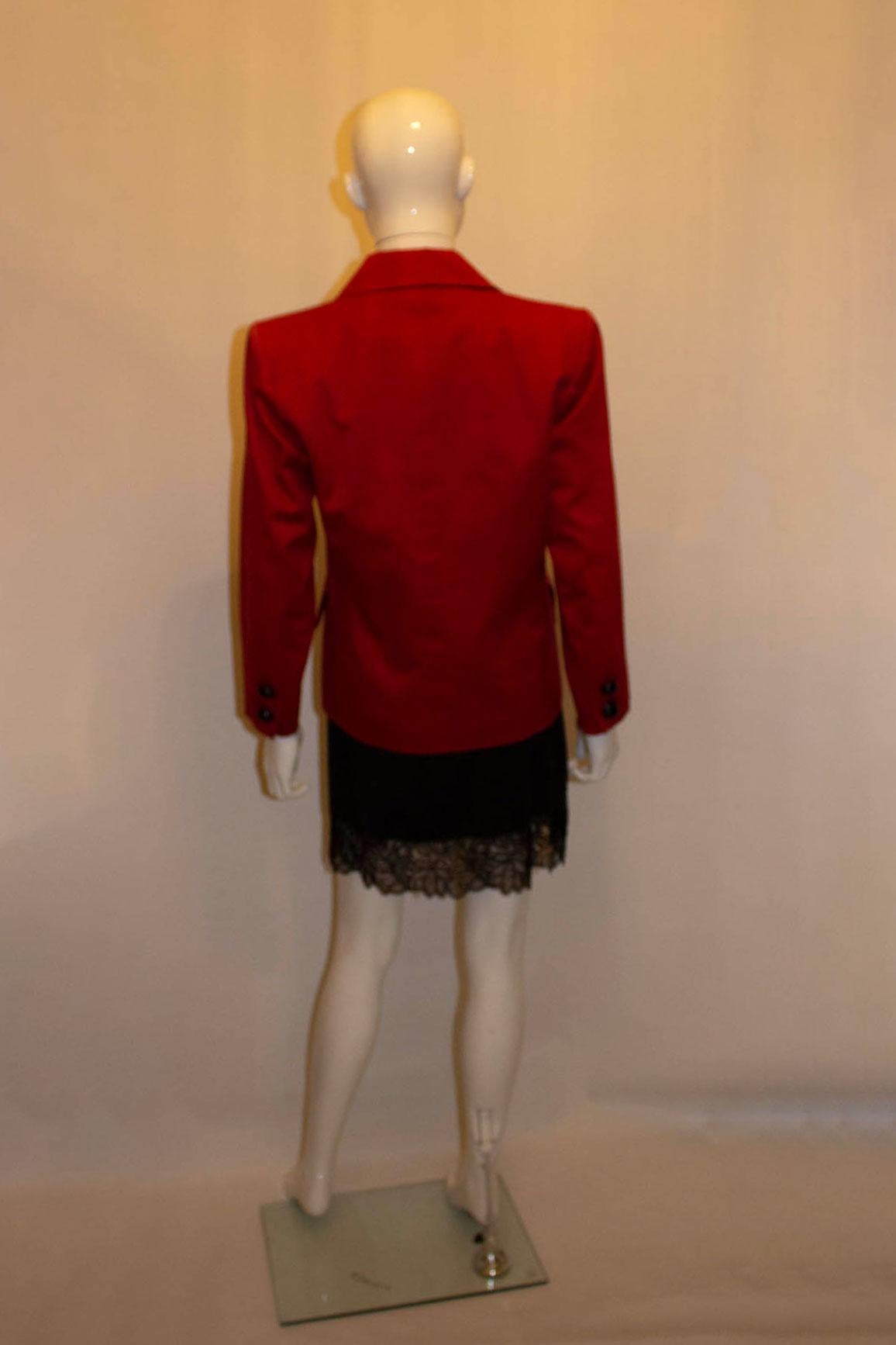 Vintage Yves Saint Laurent  Rive Gauche Red  Jacket In Good Condition For Sale In London, GB