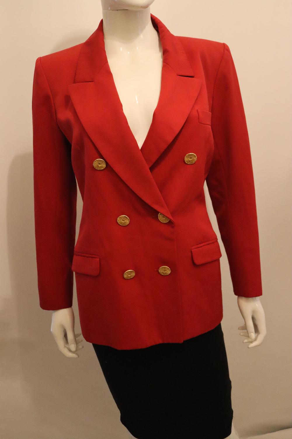Rouge Yves Saint Laurent Rive Gauche Veste en laine rouge vintage en vente