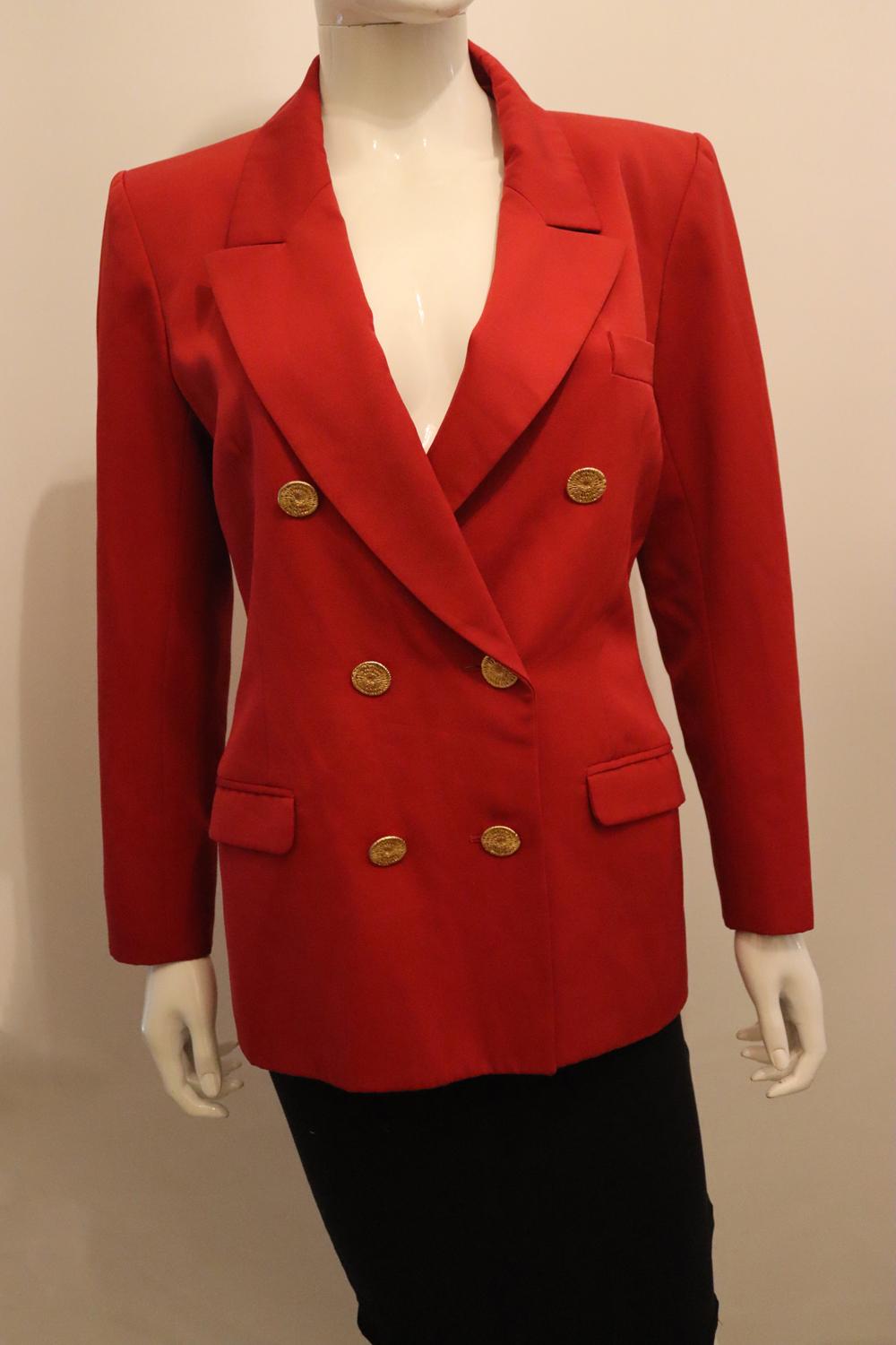 Yves Saint Laurent Rive Gauche Veste en laine rouge vintage Bon état - En vente à London, GB