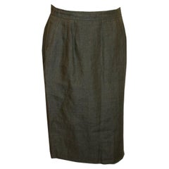 Vintage Yves Saint Laurent Rive Gauche Sage Green Linen Skirt