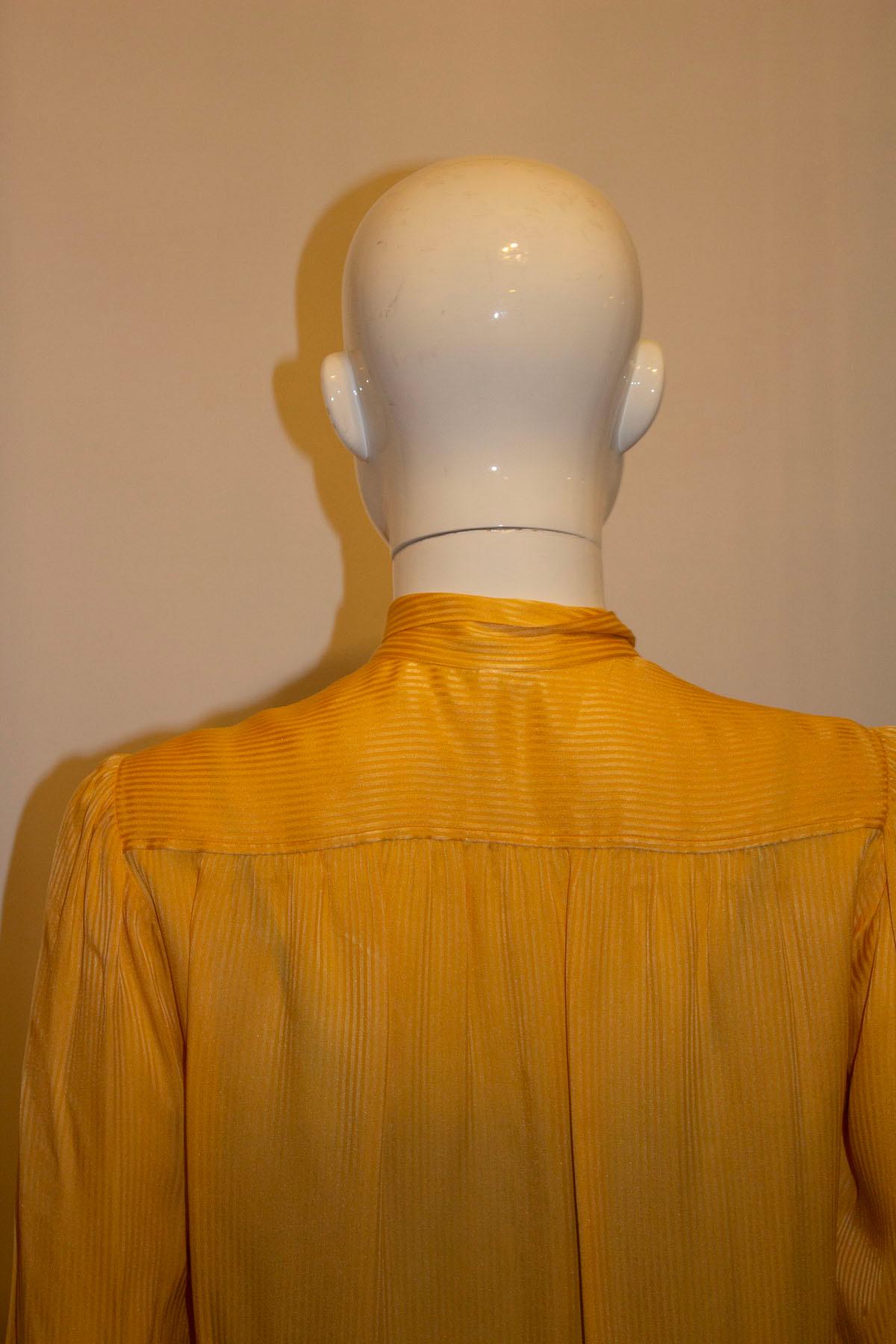 Orange Vintage Yves Saint Laurent Rive Gauche Silk Blouse For Sale