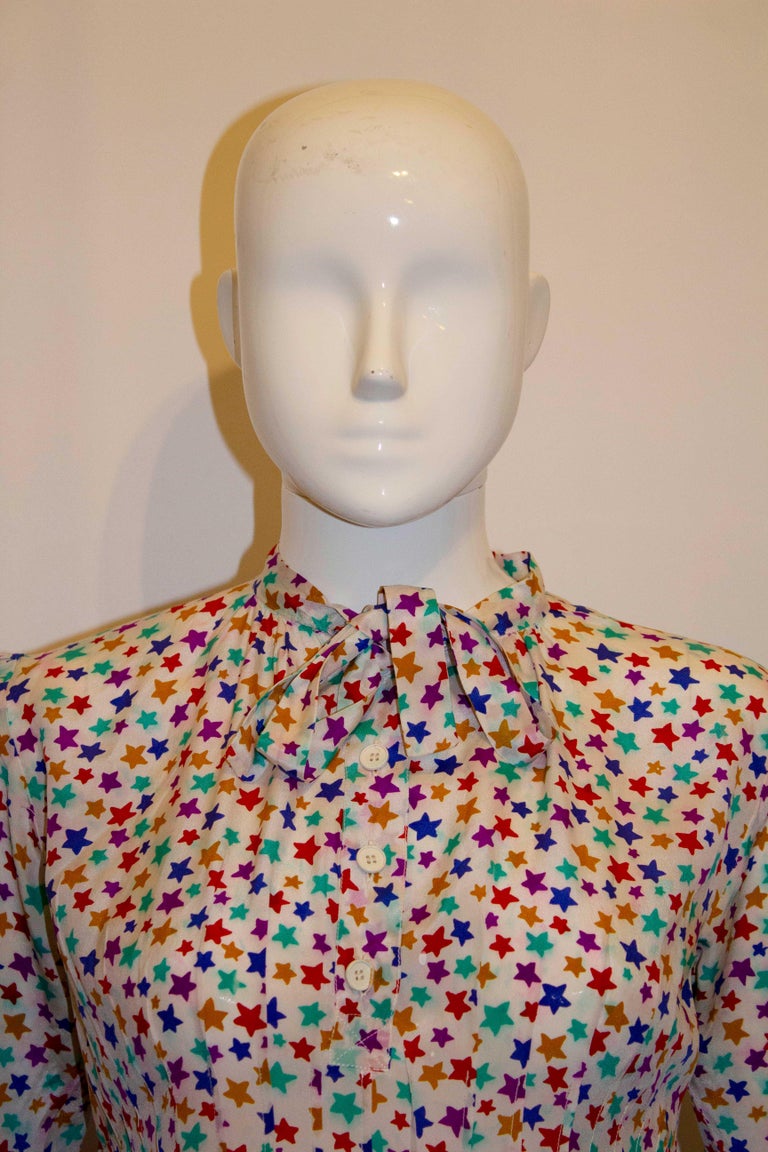 Vintage Yves Saint Laurent Rive Gauche Silk Print Dress For Sale at 1stDibs