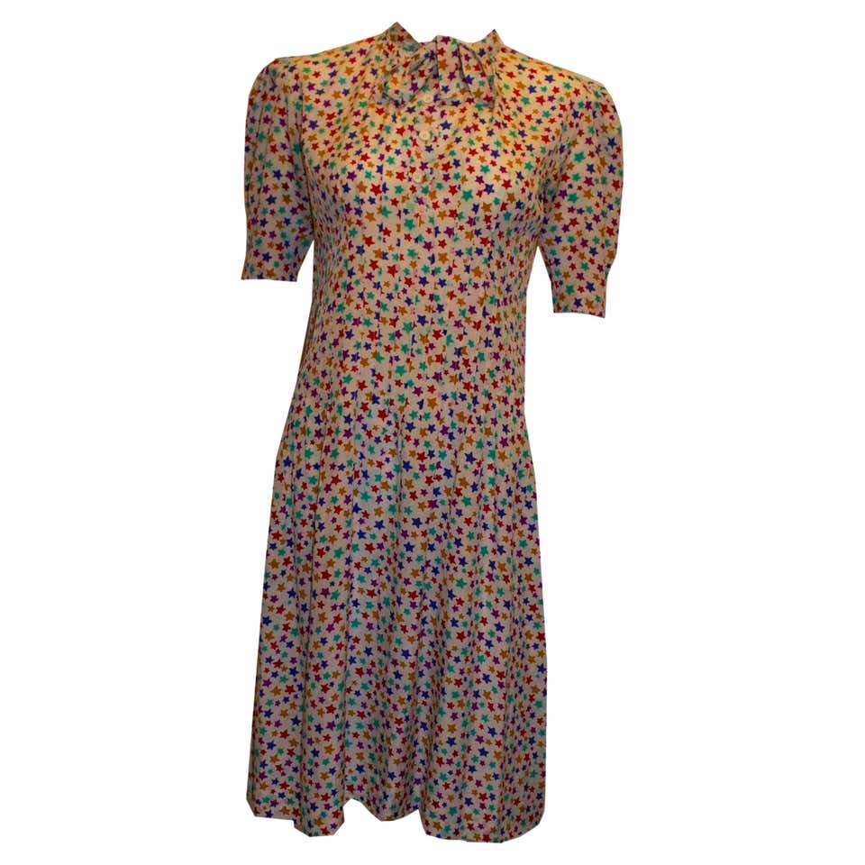 1980's YVES SAINT LAURENT YSL Paris ruffle dress For Sale at 1stDibs