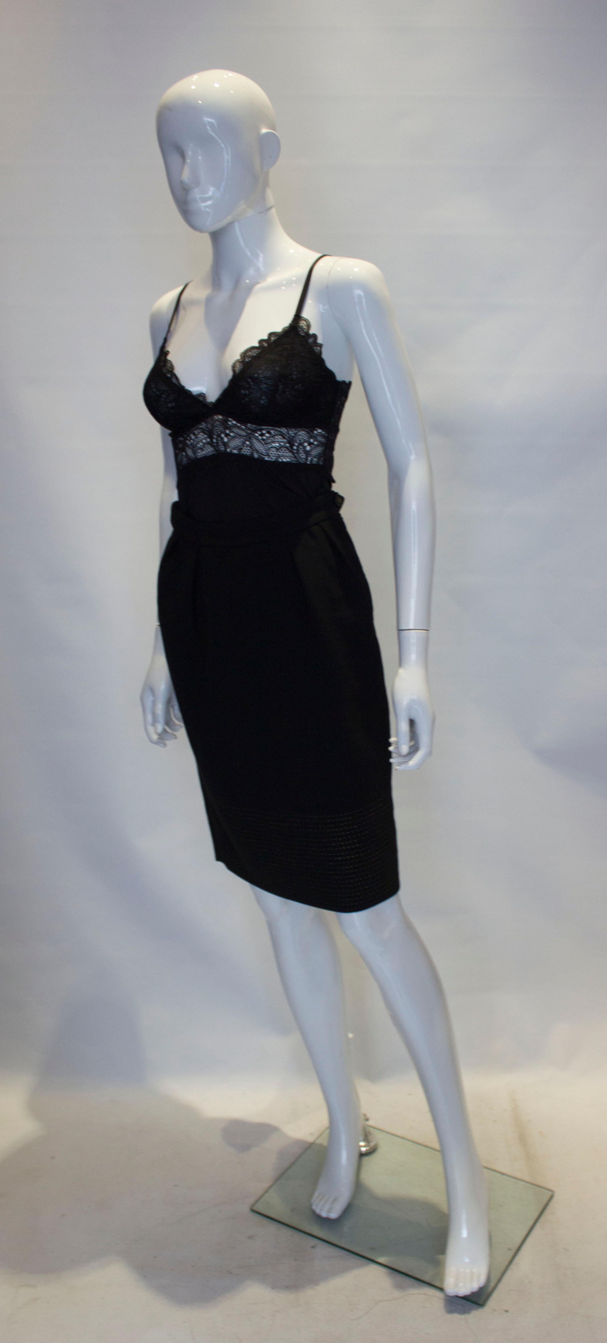 Black  Vintage Yves Saint Laurent Rive Gauche Silk Skirt  For Sale