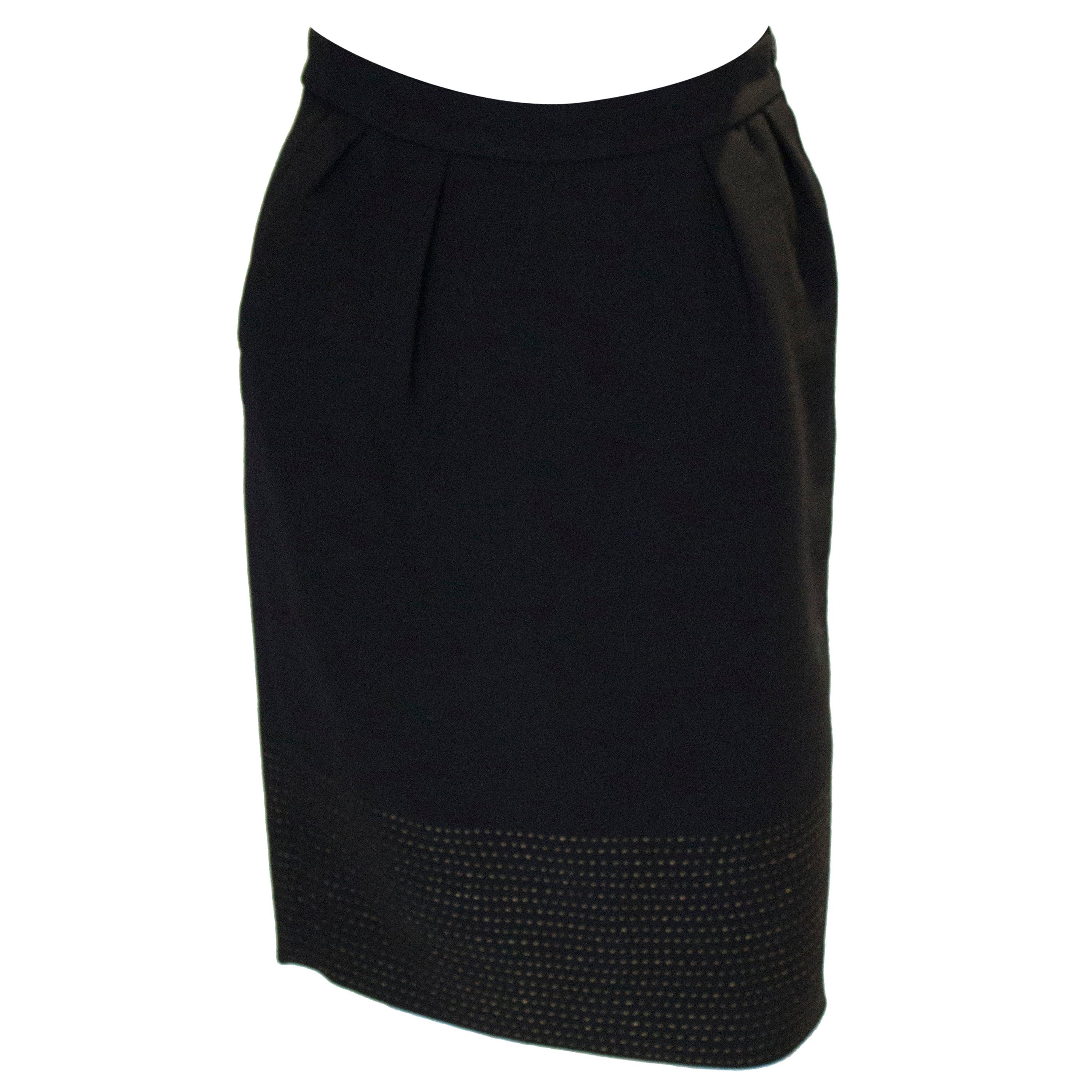 Vintage Yves Saint Laurent Rive Gauche Silk Skirt 