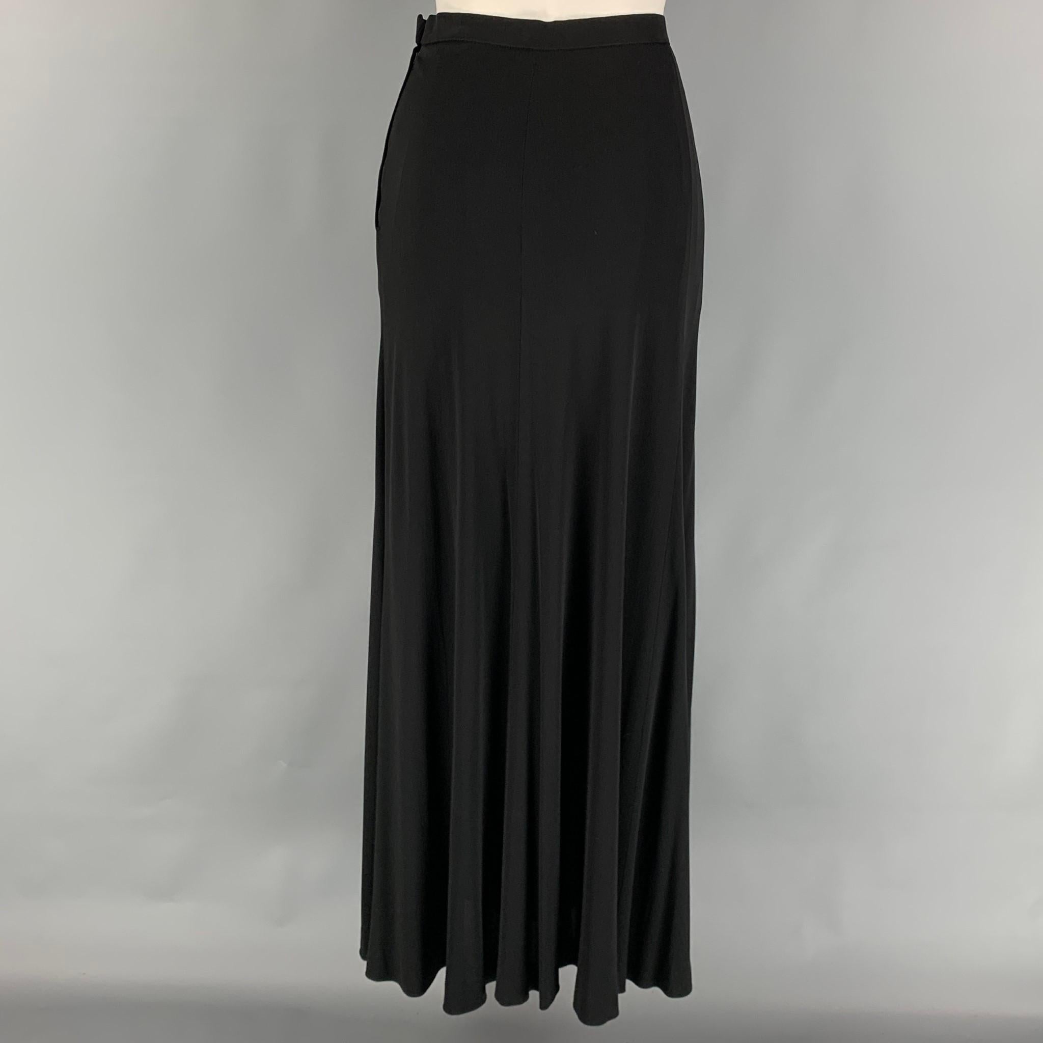 Vintage YVES SAINT LAURENT Rive Gauche Size 8 Black Viscose Long Skirt In Good Condition In San Francisco, CA
