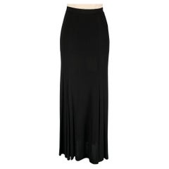 Vintage YVES SAINT LAURENT Rive Gauche Size 8 Black Viscose Long Skirt