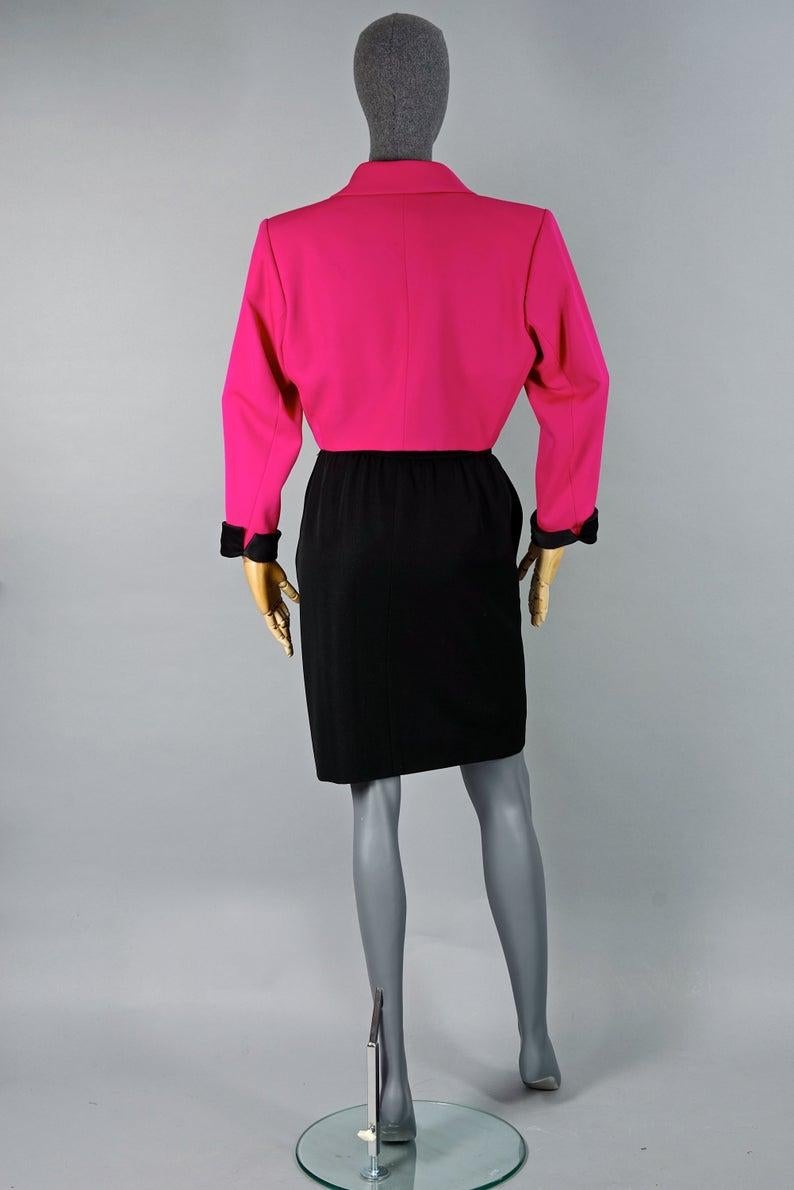 Vintage YVES SAINT LAURENT Rive Gauche Spencer Jacke Rock Smoking Anzug, Vintage Damen im Angebot