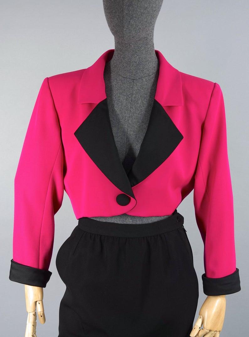 Vintage YVES SAINT LAURENT Rive Gauche Spencer Jacket Skirt Smoking Suit For Sale 1