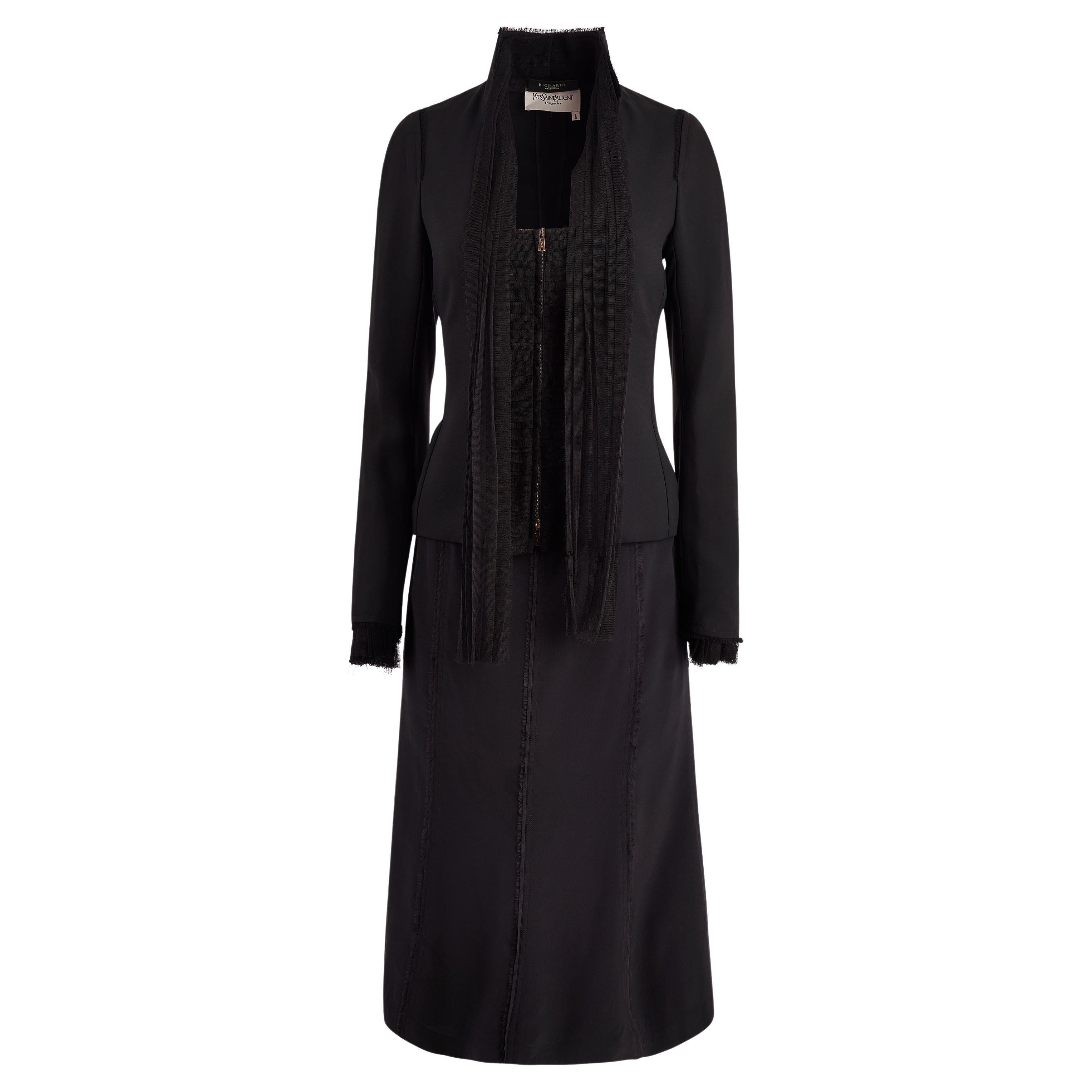 Set di sciarpe in seta nera vintage Yves Saint Laurent Rive Gauche, Tom Ford A/I 2002