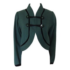 Vintage Yves Saint Laurent Rive Gauche Velvet Trim Wool Bolero Crop Jacket