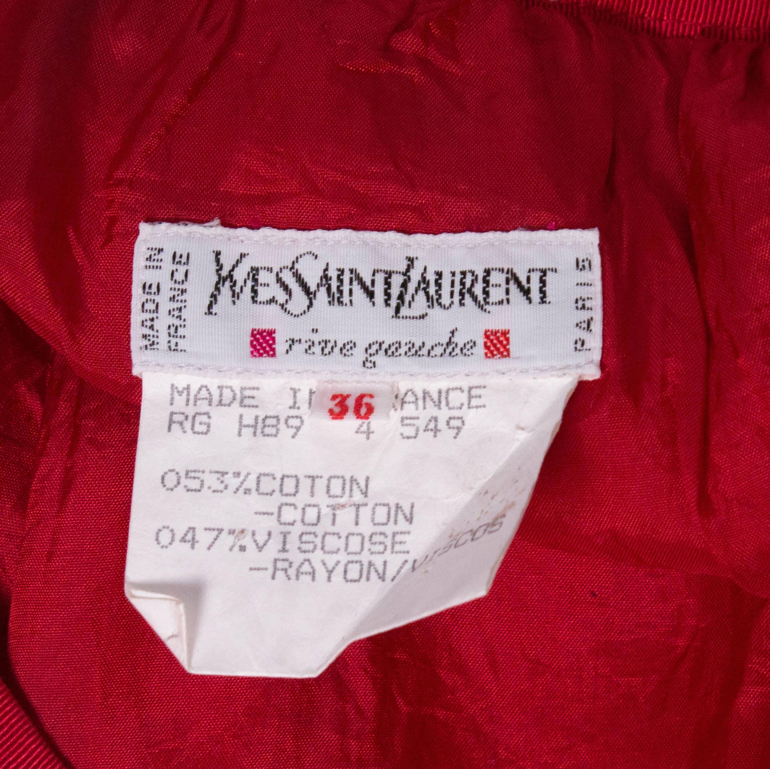 Vintage Yves Saint Laurent, Rive Gauche Vintage Red Skirt For Sale 1