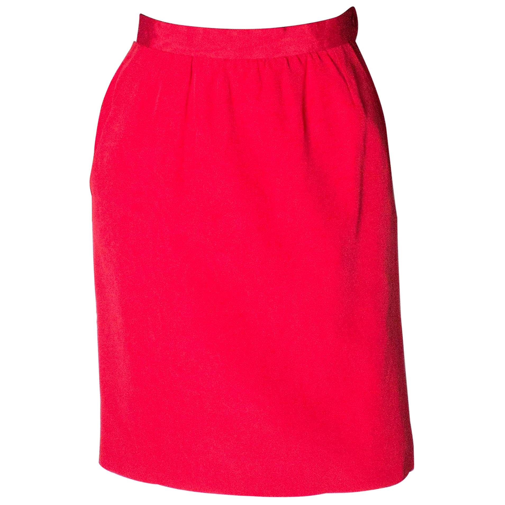 Vintage Yves Saint Laurent, Rive Gauche Vintage Red Skirt For Sale