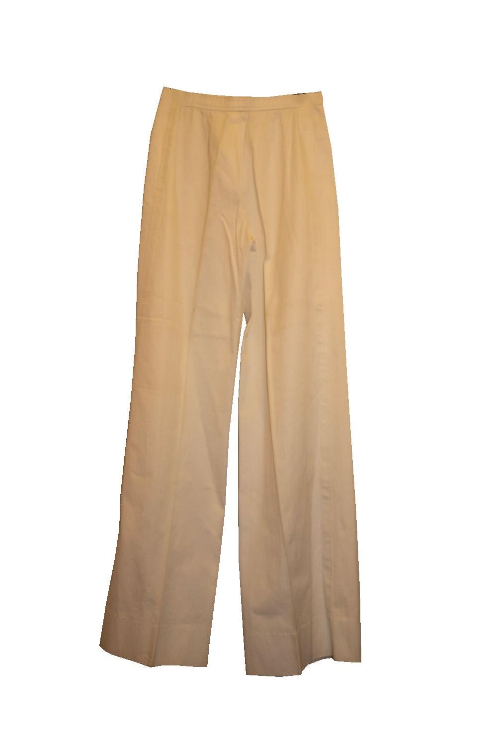Pantaloni vintage Yves Saint Laurent Rive Gauche in cotone bianco in vendita 1