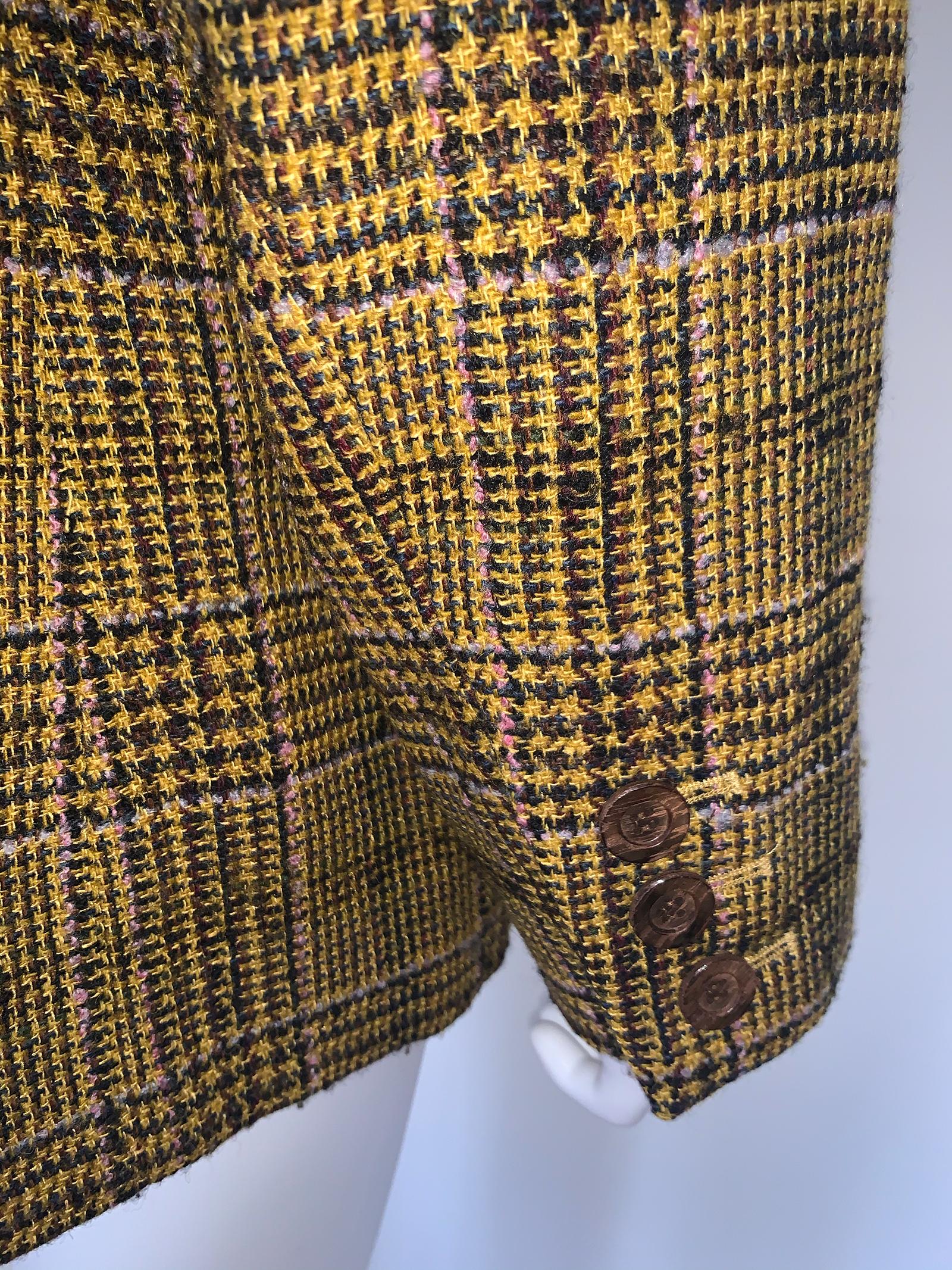 Vintage Yves Saint Laurent Rive Gauche wool Check Jacket  In Good Condition In Paris, FR