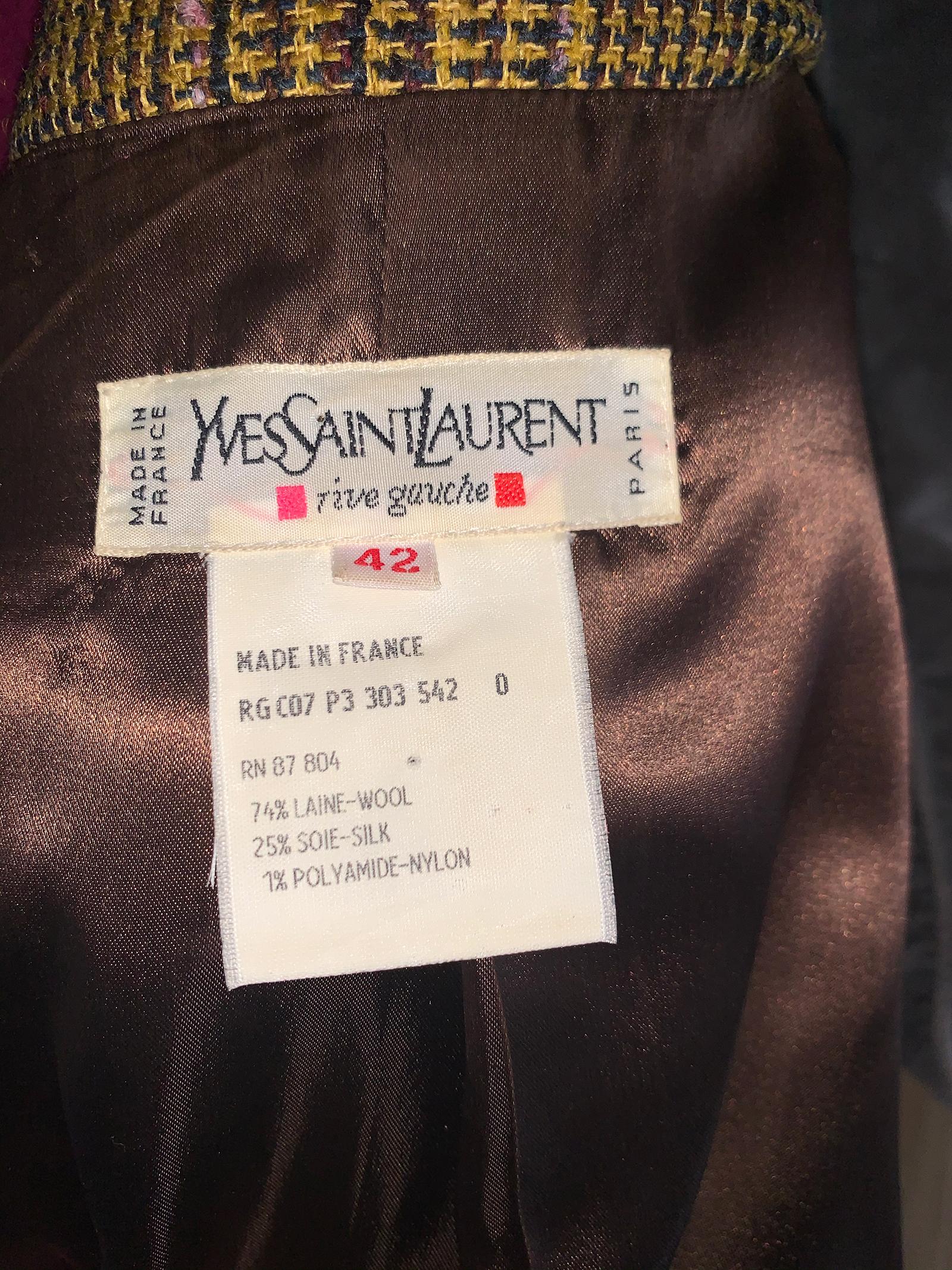Vintage Yves Saint Laurent Rive Gauche wool Check Jacket  1