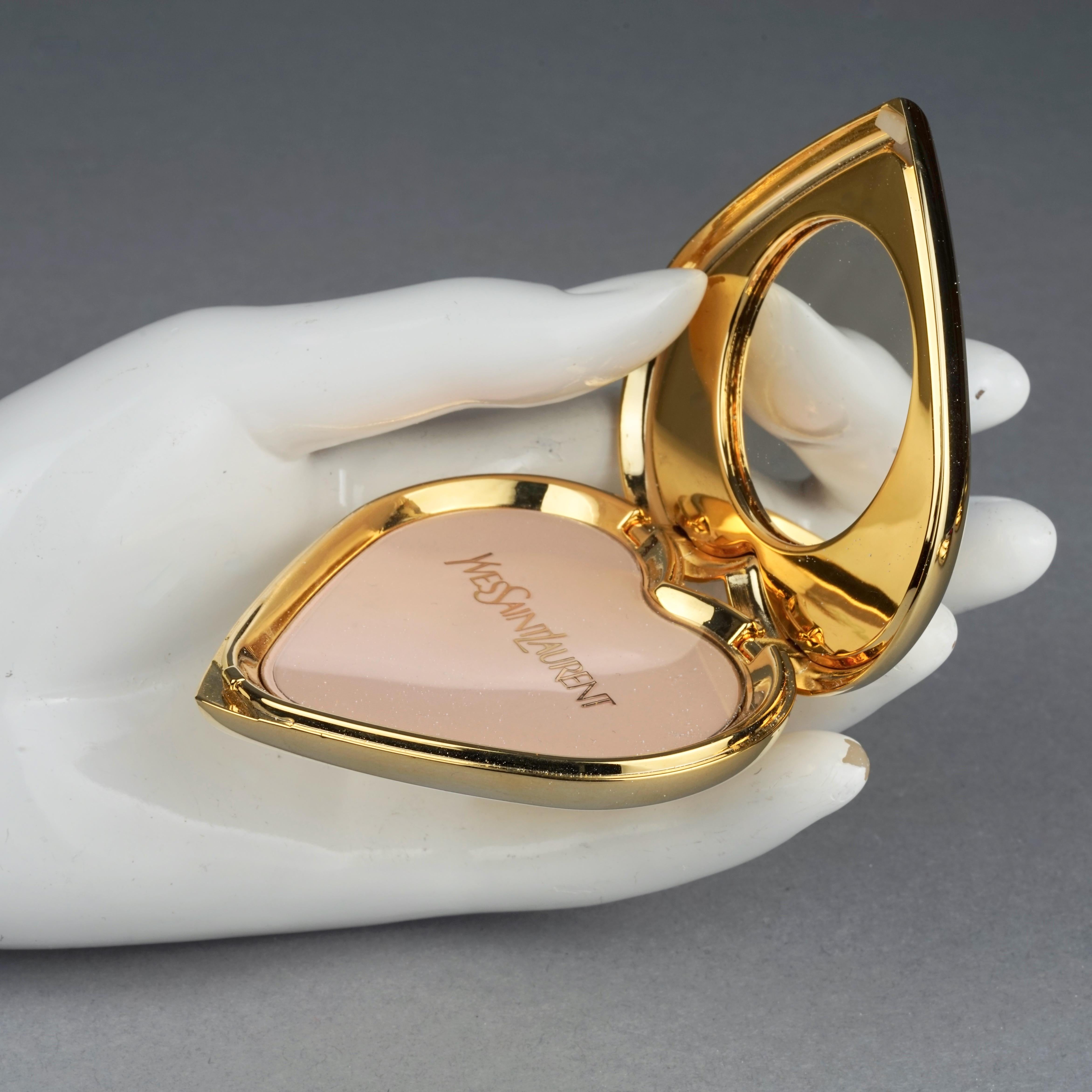 Vintage YVES SAINT LAURENT Robert Goossens Green Heart Jewelled Compact Powder For Sale 1