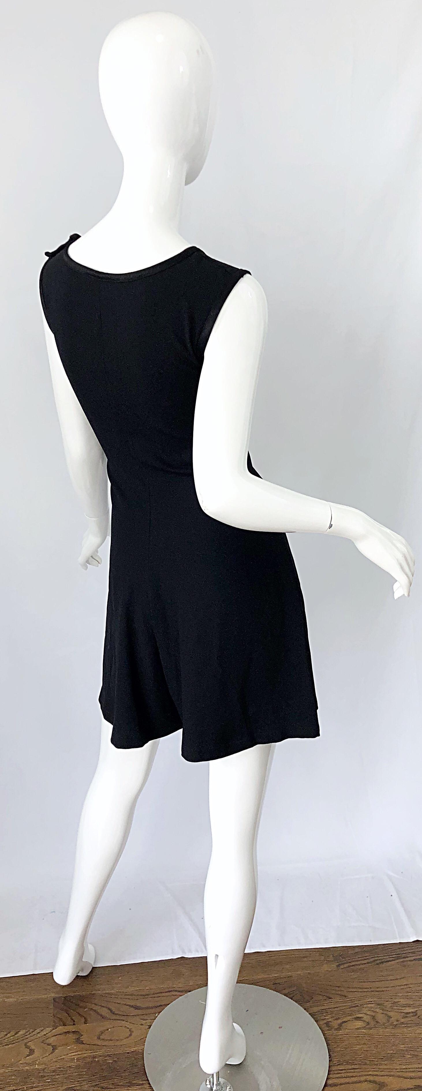  Vintage Yves Saint Laurent Romper Black Rayon Sleeveless 1990s One Piece 90s  For Sale 8