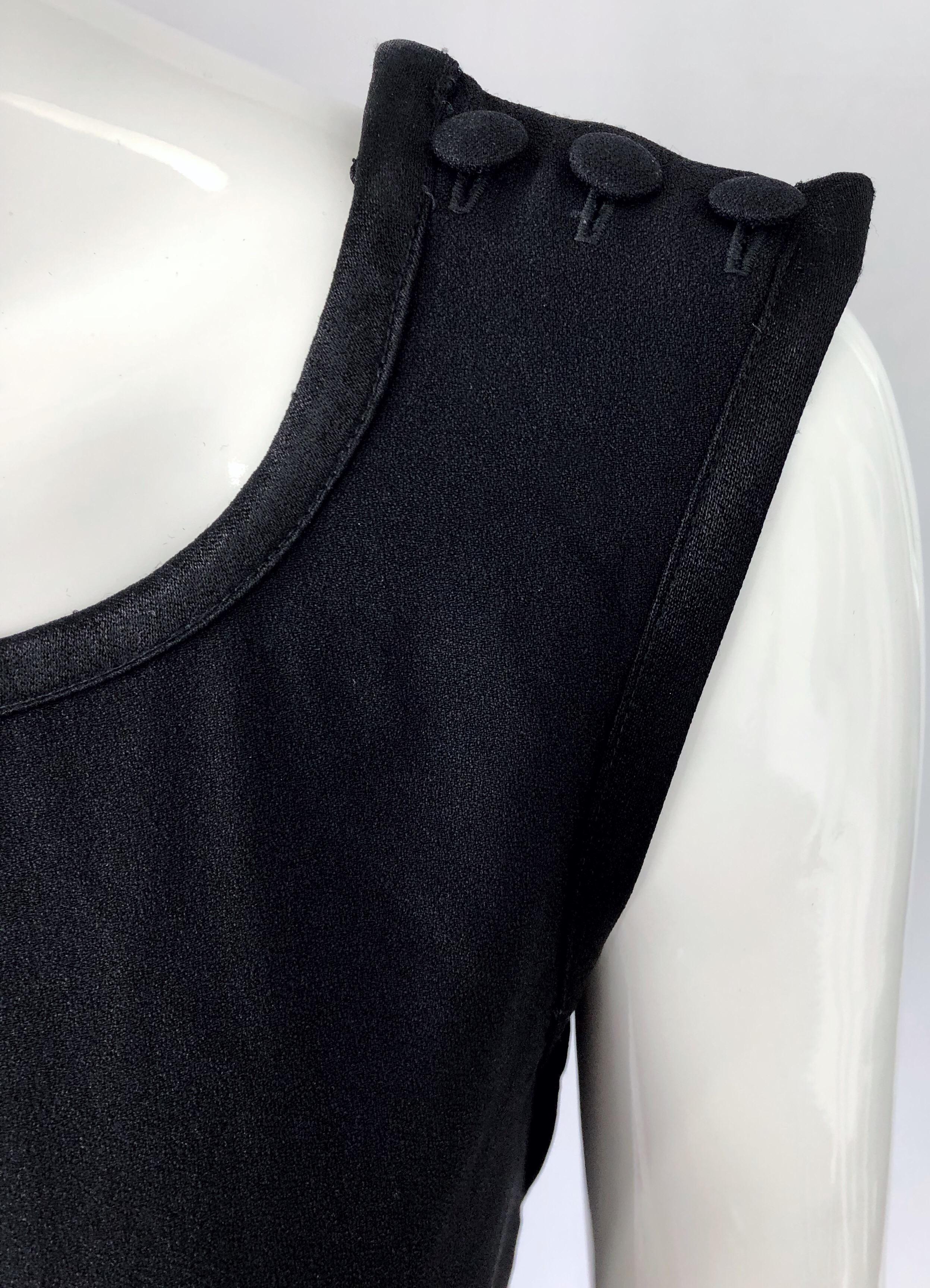  Vintage Yves Saint Laurent Romper Black Rayon Sleeveless 1990s One Piece 90s  For Sale 3